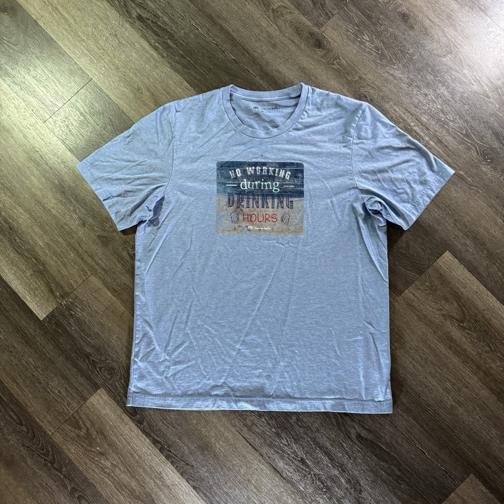 Travis Mathew Shirt Mens XL Blue Tee Lightweight Golf Casual Drinking Hours